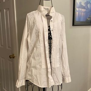 White womans button up shirt